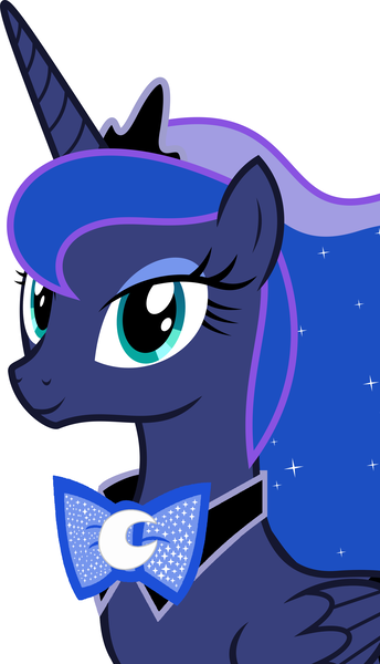 Size: 2480x4320 | Tagged: safe, artist:disneymarvel96, artist:parclytaxel, derpibooru import, edit, vector edit, princess luna, alicorn, pony, bowtie, bowties are cool, bust, classy, vector