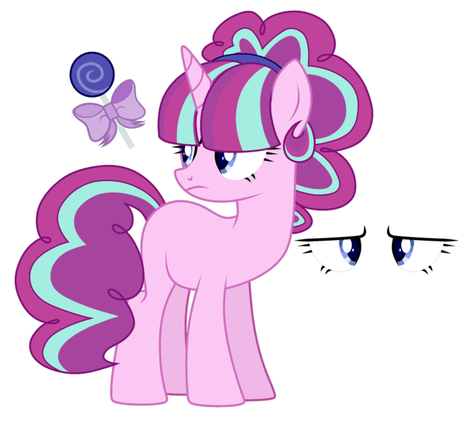 Size: 1280x1152 | Tagged: safe, artist:raflesplatt, derpibooru import, oc, pony, unicorn, female, magical lesbian spawn, mare, offspring, parent:pinkie pie, parent:starlight glimmer, parents:glimmerpie, reference sheet, simple background, solo, transparent background