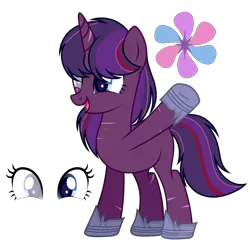 Size: 1280x1254 | Tagged: safe, artist:raflesplatt, derpibooru import, oc, pony, unicorn, female, magical lesbian spawn, mare, offspring, parent:tempest shadow, parent:twilight sparkle, parents:tempestlight, reference sheet, simple background, solo, transparent background