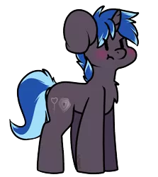 Size: 1151x1288 | Tagged: safe, artist:spoopygander, derpibooru import, oc, oc:lock down, unofficial characters only, pony, unicorn, angery, blushing, chest fluff, chibi, cute, flustered, multicolored hair, solo