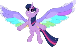 Size: 8120x5065 | Tagged: safe, artist:suramii, derpibooru import, twilight sparkle, twilight sparkle (alicorn), alicorn, pony, rainbow roadtrip, absurd resolution, colored wings, colorful, cute, female, flying, happy, mare, multicolored wings, rainbow, rainbow wings, simple background, smiling, solo, transparent background, twiabetes, underhoof, vector, wing bling, wings