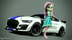 Size: 4096x2304 | Tagged: safe, artist:aryatheeditor, derpibooru import, fluttershy, equestria girls, 3d, car, element of generosity, element of honesty, element of kindness, element of laughter, element of loyalty, element of magic, elements of harmony, ford mustang, kindness, photo, photoshop, pose, shelby, shelby gt500 mustang, simple background, solo, studio, style, vignette, white background