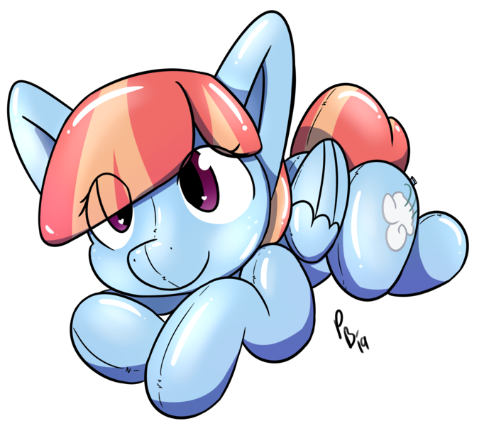Size: 3000x2640 | Tagged: safe, artist:ponballoon, deleted from derpibooru, derpibooru import, windy whistles, inflatable pony, pony, cute, hooves together, inflatable, inflatable toy, looking at you, lying down, pool toy, shiny, smiling, windybetes