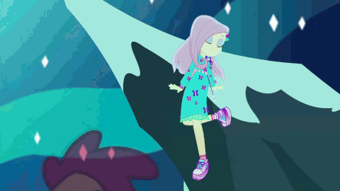 Size: 480x270 | Tagged: safe, derpibooru import, screencap, fluttershy, bird, chicken, equestria girls, equestria girls series, the last drop, the last drop: fluttershy, spoiler:choose your own ending (season 2), spoiler:eqg series (season 2), animated, clothes, dancing, female, gif, shoes, sneakers