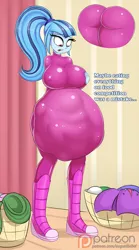 Size: 836x1500 | Tagged: grimdark, suggestive, alternate version, artist:augustbebel, derpibooru import, applejack, fluttershy, sonata dusk, twilight sparkle, equestria girls, ass, basket, belly, big belly, big breasts, bodysuit, breasts, busty sonata dusk, butt, chubby, clothes, curvy, dialogue, erect nipples, female, fetish, flutterprey, hips, huge breasts, huge butt, implied applejack, implied fluttershy, implied mane six, implied twilight sparkle, implied vore, large butt, nipple outline, preyjack, preylight, shiny, sonata donk, the ass was fat, thighs, thunder thighs, tight clothing, vore, weight gain, wide hips