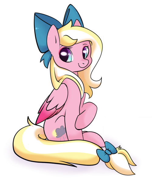 Size: 1024x1229 | Tagged: safe, artist:csox, derpibooru import, oc, oc:bay breeze, unofficial characters only, pegasus, pony, bow, cute, ear fluff, female, hair bow, mare, ocbetes, simple background, sitting, solo, tail bow, transparent background, two toned wings, wings