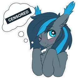 Size: 512x512 | Tagged: safe, artist:phenya, derpibooru import, oc, oc:rosy firefly, unofficial characters only, pony, blushing, bust, censor bar, censored, simple background, solo, transparent background