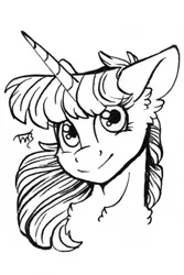 Size: 1000x1500 | Tagged: safe, artist:tillie-tmb, derpibooru import, twilight sparkle, pony, bust, monochrome, portrait, solo