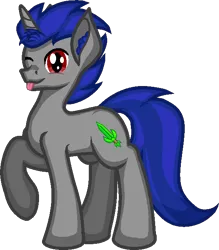 Size: 562x642 | Tagged: safe, artist:zeka10000, derpibooru import, oc, oc:enigan, unofficial characters only, pony, unicorn, base used, ear fluff, full body, looking at you, male, one eye closed, simple background, solo, stallion, standing, tongue out, transparent background, wink