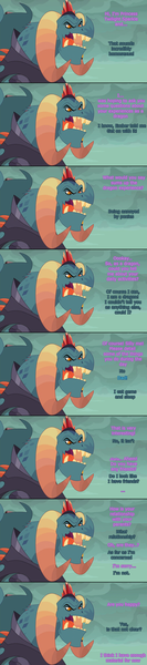 Size: 640x2898 | Tagged: ask, caption, comic, derpibooru import, dragon, dragon lord torch, edit, edited screencap, gauntlet of fire, homophobia, image macro, implied princess ember, implied twilight sparkle, offscreen character, question, safe, screencap, screencap comic, solo, speciesism, text, tumblr