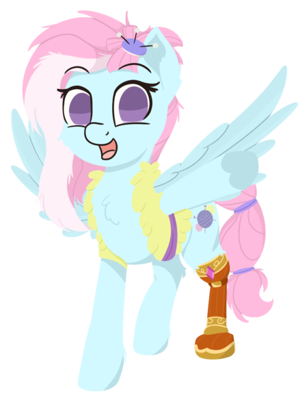 Size: 1106x1500 | Tagged: safe, artist:rhythmpixel, derpibooru import, kerfuffle, pegasus, pony, rainbow roadtrip, amputee, clothes, cute, female, fufflebetes, happy, lineless, mare, prosthetic leg, prosthetic limb, prosthetics, simple background, solo, transparent background