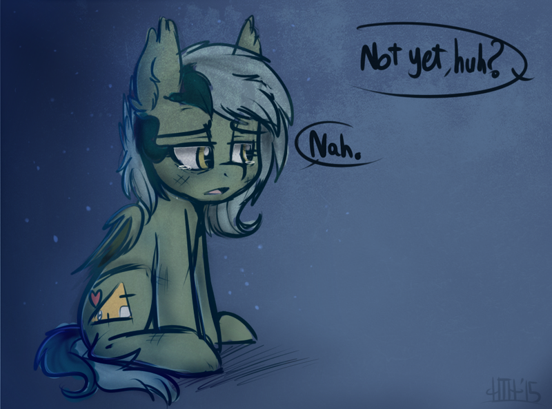 Size: 917x681 | Tagged: dead source, safe, artist:higgly-chan, derpibooru import, oc, oc:nisha, unofficial characters only, bat pony, pony, crying, dialogue, ponysona, sad, sitting, solo, vent art