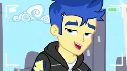Size: 1280x720 | Tagged: safe, derpibooru import, screencap, flash sentry, best trends forever, equestria girls, equestria girls series, clothes, cute, diasentres, handsome, hoodie, male, smiling