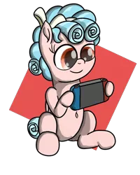 Size: 2400x3000 | Tagged: safe, artist:saburodaimando, derpibooru import, cozy glow, pegasus, pony, belly button, cozybetes, cute, newbie artist training grounds, nintendo, nintendo switch, simple background, solo