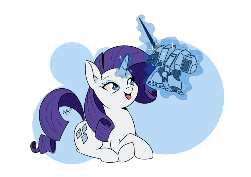 Size: 842x595 | Tagged: safe, artist:shelltoon, derpibooru import, rarity, pony, unicorn, dreadnought, female, figurine, gaming miniature, magic, magic aura, mare, miniature, newbie artist training grounds, paintbrush, painting, simple background, sitting, solo, telekinesis, transparent, transparent background, warhammer (game), warhammer 40k