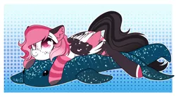 Size: 1800x990 | Tagged: safe, artist:cloud-fly, derpibooru import, oc, oc:sweetie, pegasus, pony, shark, commission, female, mare, plushie, prone, shark plushie, solo, ych result