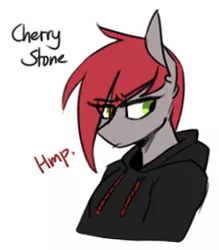 Size: 243x278 | Tagged: anthro, artist:redxbacon, clothes, derpibooru import, female, hoodie, oc, oc:cherry stone, safe, unofficial characters only