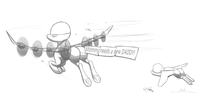 Size: 2440x1130 | Tagged: suggestive, artist:tracerpainter, derpibooru import, oc, ponified, original species, plane pony, pony, ace combat, ace combat 7, aircraft, arsenal bird, banner, butt, carrier, drone, mq-101, plane, plot, rear view