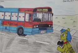 Size: 1363x931 | Tagged: safe, artist:rapidsnap, derpibooru import, oc, oc:rapidsnap, pony, bus, leyland, leyland national, newcastle, photo, traditional art