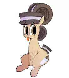 Size: 2240x2540 | Tagged: safe, artist:hattsy, derpibooru import, oc, oc:dunkie, ponified, earth pony, food pony, original species, pony, cookie, female, food, freckles, mare, oreo, sitting, solo, tongue out