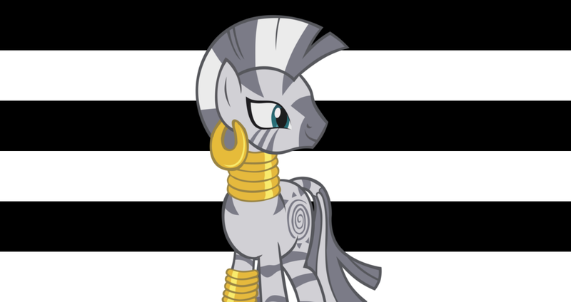 Size: 1132x600 | Tagged: derpibooru import, ear piercing, earring, female, heterosexuality, hooves, jewelry, male, mare, neck rings, piercing, pride, pride flag, safe, solo, straight, straight pride flag, zebra, zecora