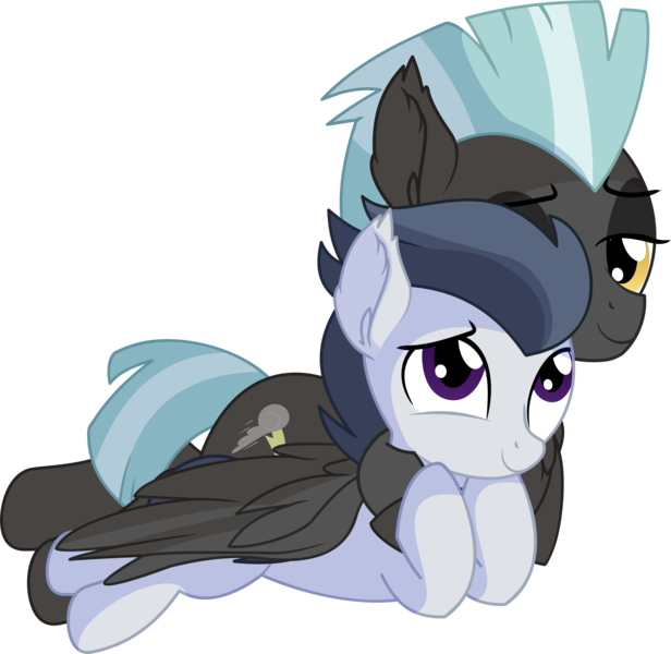 Size: 6706x6535 | Tagged: safe, artist:cyanlightning, derpibooru import, rumble, thunderlane, pegasus, pony, .svg available, absurd resolution, brotherly love, brothers, colt, cute, duo, ear fluff, holding, hug, looking at each other, male, one eye closed, prone, siblings, simple background, sitting, smiling, stallion, transparent background, vector, winghug