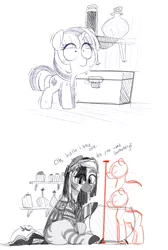 Size: 1132x1688 | Tagged: safe, artist:dsp2003, artist:whydomenhavenipples, derpibooru import, edit, twilight sparkle, oc, pony, unicorn, zebra, female, macro, mare, shaking, sitting, size comparison, size difference, sweat, this will end in racism, twiggie