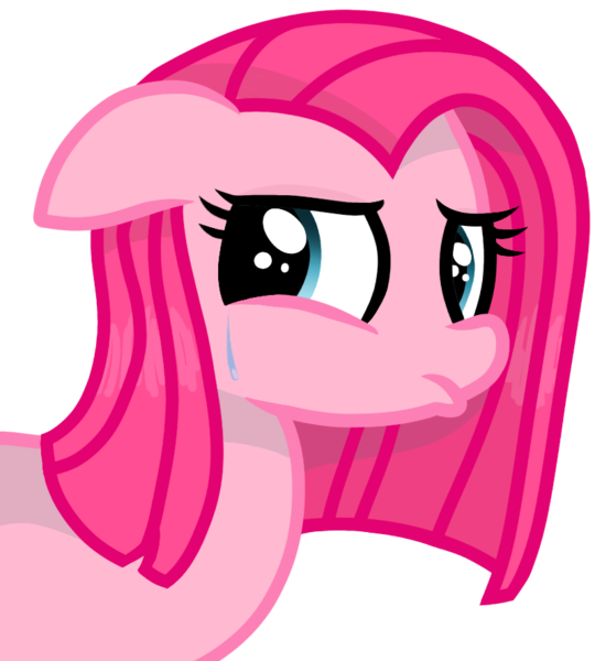 Size: 799x887 | Tagged: safe, artist:rainbow eevee, derpibooru import, pinkie pie, pony, alternate hairstyle, crying, female, floppy ears, mare, pinkamena diane pie, sad, simple background, solo, tears of pain, teary eyes, transparent background