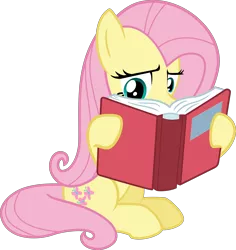 Size: 4726x5000 | Tagged: dead source, safe, artist:steyrrdash, derpibooru import, fluttershy, pegasus, pony, a health of information, .svg available, absurd resolution, book, image, png, reading, simple background, solo, vector