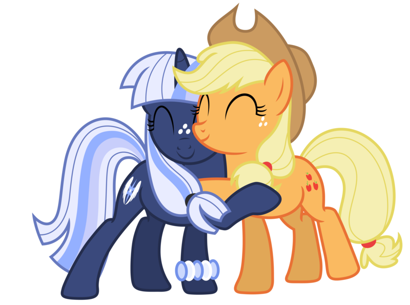 Size: 9551x7107 | Tagged: safe, artist:estories, derpibooru import, applejack, oc, oc:silverlay, pony, absurd resolution, canon x oc, female, hug, lesbian, shipping, silverjack, simple background, transparent background, vector