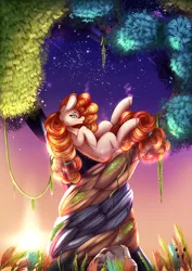 Size: 2480x3508 | Tagged: safe, artist:iblisart, derpibooru import, pear butter, earth pony, pony, crying, female, high res, looking at you, mare, smiling, solo, tree