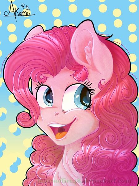 Size: 600x800 | Tagged: safe, artist:hovesoffire48, artist:princesscrystal36, derpibooru import, pinkie pie, earth pony, pony, bust, chest fluff, collaboration, cute, diapinkes, ear fluff, female, mare, neck fluff, open mouth, portrait, solo