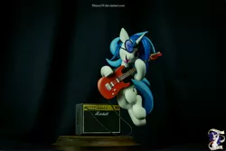 Size: 5568x3712 | Tagged: safe, artist:ncmares, artist:shuxer59, artist:v747, derpibooru import, vinyl scratch, pony, unicorn, absurd resolution, amplifier, craft, electric guitar, eyes closed, female, guitar, hoof hold, irl, jumping, mare, musical instrument, open mouth, photo, sculpture, solo