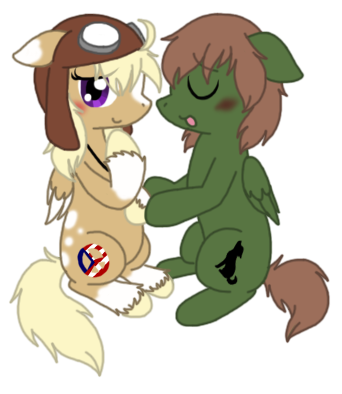 Size: 342x394 | Tagged: artist needed, source needed, safe, derpibooru import, oc, pegasus, pony, blushing, bomber hat, cute, eyes closed, female, hoof on belly, jewelry, looking at you, male, necklace, pregnant