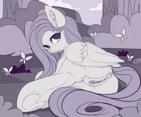 Size: 3800x3150 | Tagged: explicit, artist:xsatanielx, derpibooru import, fluttershy, pegasus, pony, anus, butt, female, flutterbutt, mare, nudity, plot, rcf community, sketch, solo, solo female, underhoof, vulva, wings