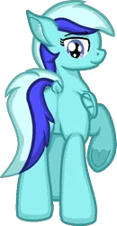 Size: 413x794 | Tagged: safe, artist:zeka10000, derpibooru import, oc, oc:minty gamer, unofficial characters only, pegasus, pony, blank flank, butt, dock, ear fluff, female, full body, looking back, mare, plot, request, requested art, simple background, smiling, solo, standing, transparent background