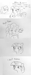 Size: 853x2048 | Tagged: safe, artist:tjpones, derpibooru import, spike, twilight sparkle, twilight sparkle (alicorn), alicorn, dragon, pony, comic, dialogue, duckface, dumb, female, hoof hold, letter, lineart, male, mare, monochrome, simple background, simpsons did it, the simpsons, traditional art