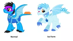 Size: 3120x1756 | Tagged: safe, artist:ds59, derpibooru import, oc, oc:artic flare, oc:dragun shot, unofficial characters only, dracony, dragon, hybrid, ice pony, object pony, original species, pony, ice, mask, power ponies oc, solo, superhero