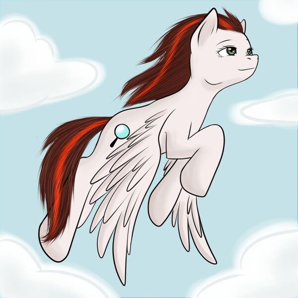 Size: 900x900 | Tagged: safe, artist:kira-minami, derpibooru import, oc, unofficial characters only, pegasus, pony, cloud, female, flying, mare, sky, solo, windswept mane