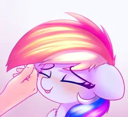 Size: 2500x2300 | Tagged: safe, artist:heavymetalbronyyeah, derpibooru import, rainbow dash, human, pony, chest fluff, cute, daaaaaaaaaaaw, dashabetes, ear fluff, eyes closed, female, high res, hnnng, human on pony petting, offscreen character, offscreen human, petting, smiling, tongue out