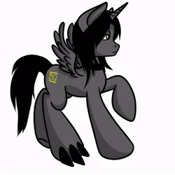 Size: 900x900 | Tagged: safe, artist:kira-minami, derpibooru import, oc, unofficial characters only, alicorn, pony, alicorn oc, claw, horn, male, raised hoof, simple background, solo, spread wings, stallion, white background, wings