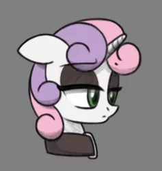 Size: 283x299 | Tagged: safe, artist:rainbow-douch, derpibooru import, sweetie belle, pony, unicorn, collar, ear down, female, filly, goth, lidded eyes, simple background, solo, unamused