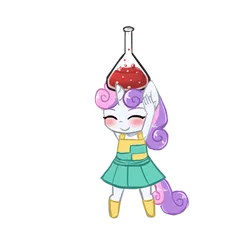 Size: 400x400 | Tagged: safe, artist:lumineko, derpibooru import, sweetie belle, anthro, unguligrade anthro, unicorn, armpits, clothes, cute, diasweetes, doki doki panic, dress, eyes closed, female, image, pleated skirt, png, simple background, skirt, socks, super mario bros., super mario bros. 2, transparent background