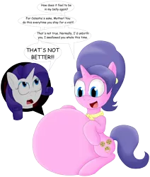 Size: 2296x2713 | Tagged: suggestive, artist:girlsvoreboys, derpibooru import, cookie crumbles, rarity, pony, unicorn, belly, big belly, dialogue, eaten alive, endosoma, female, fetish, large belly, mother and child, mother and daughter, rariprey, same size vore, simple background, transparent background, vore