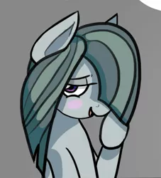 Size: 579x639 | Tagged: safe, artist:riggyrag, derpibooru import, edit, marble pie, earth pony, pony, bedroom eyes, blushing, bust, cropped, cute, female, flirty, marblebetes, mare, portrait, solo