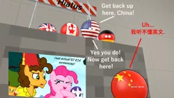 Size: 1920x1080 | Tagged: safe, anonymous artist, derpibooru import, cheese sandwich, pinkie pie, pony, the last laugh, 3d, canada, china, chinese text, germany, hiatus, metaphor, polandball, source filmmaker, translated in the description, united kingdom, united states
