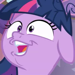 Size: 497x497 | Tagged: safe, derpibooru import, screencap, twilight sparkle, twilight sparkle (alicorn), alicorn, pony, a trivial pursuit, derp, faic, floppy ears, hoers, messy mane, twilight snapple, twilight sparkle is best facemaker, twilynanas