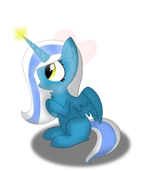 Size: 848x938 | Tagged: adorabelle, alicorn, alicorn oc, artist:hoshiwifurs, bow, chibi, cute, derpibooru import, female, hair bow, horn, magic, mare, oc, oc:fleurbelle, safe, wings