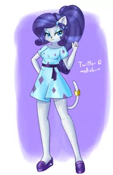Size: 2000x3100 | Tagged: safe, artist:melliedraws, derpibooru import, rarity, abyssinian, anthro, cat, equestria girls, equestria girls series, spring breakdown, spoiler:eqg series (season 2), abyssinianized, catified, clothes, dress, jewelry, raricat, ring, solo, species swap, tail, tail ring