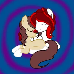 Size: 3000x3000 | Tagged: safe, artist:cejs94, derpibooru import, oc, oc:coffee wings, oc:luki, pony, cuddling, eyes closed, pregnant